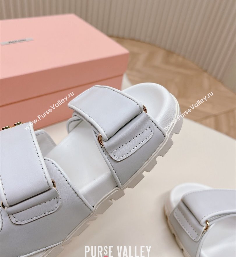 Miu Miu Sporty nappa leather sandals 5X135E White 2024 (modeng-24031202)