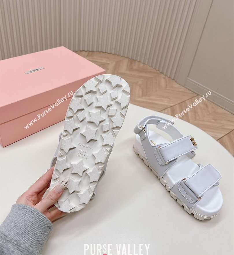 Miu Miu Sporty nappa leather sandals 5X135E White 2024 (modeng-24031202)