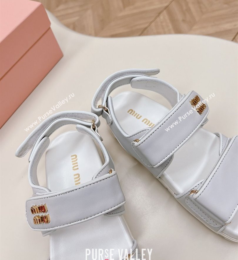 Miu Miu Sporty nappa leather sandals 5X135E White 2024 (modeng-24031202)