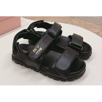 Miu Miu Sporty nappa leather sandals 5X135E Black 2024 (modeng-24031201)