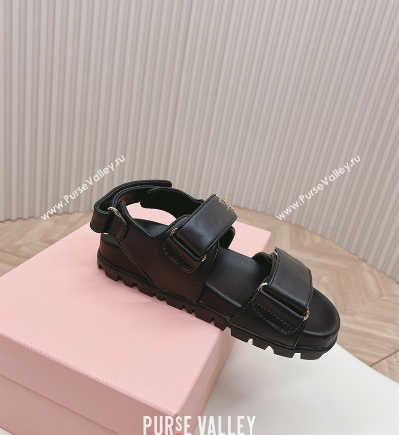 Miu Miu Sporty nappa leather sandals 5X135E Black 2024 (modeng-24031201)