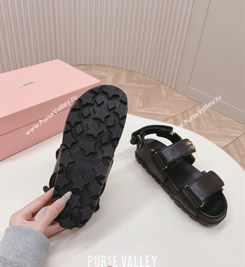 Miu Miu Sporty nappa leather sandals 5X135E Black 2024 (modeng-24031201)