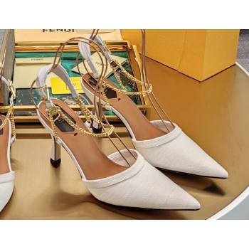 Fendi Colibrì Lite high-heeled slingbacks Mesh White with chain straps 2024 (modeng-24032009)