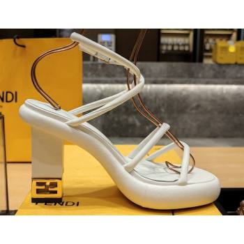 Fendi high-heeled 9cm Nappa Leather Baguette Sandals White 2024 (modeng-24032277)