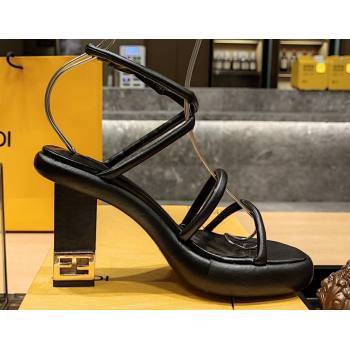 Fendi high-heeled 9cm Nappa Leather Baguette Sandals Black 2024 (modeng-24032276)