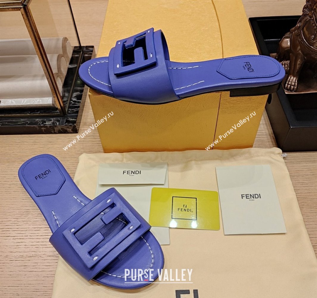 Fendi Baguette leather slides Purple 2024 (modeng-24032050)