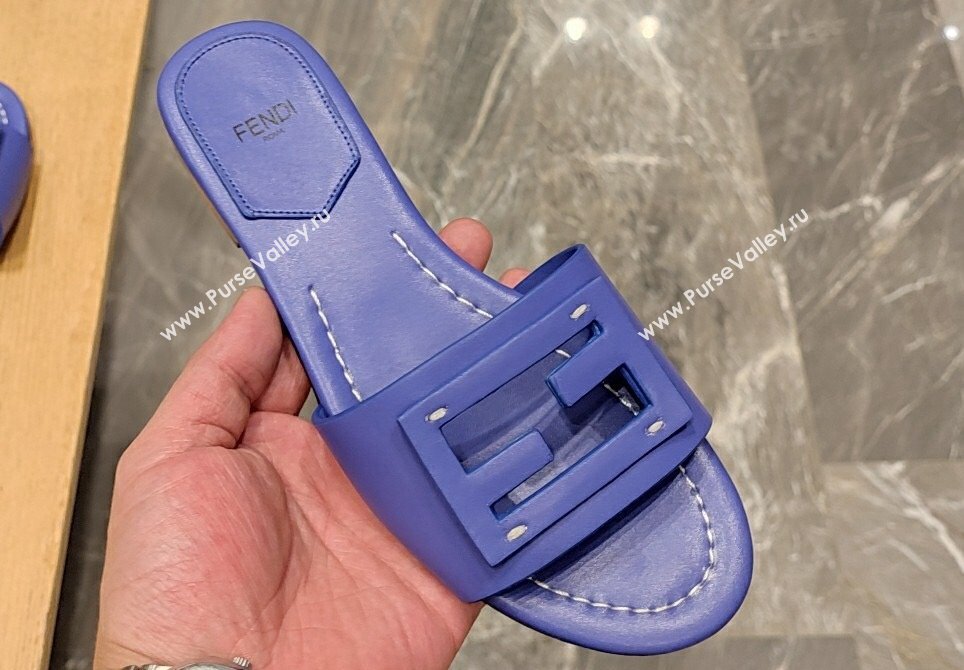 Fendi Baguette leather slides Purple 2024 (modeng-24032050)