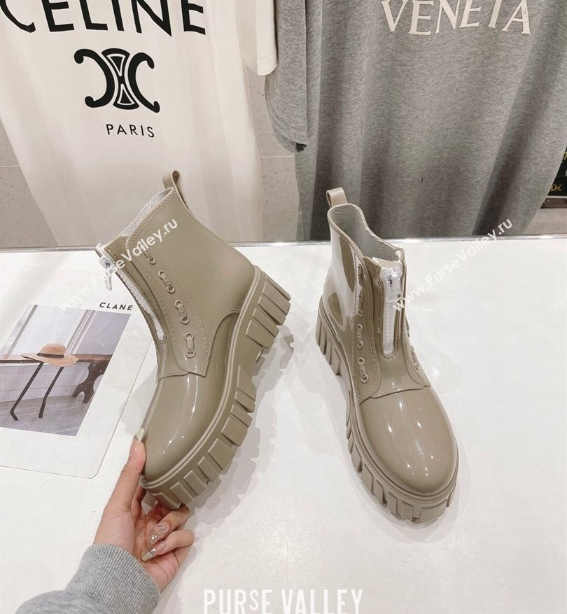 Prada PVC Rubber Rain Ankle Boots Beige with Zip 2024 (modeng-24031143)