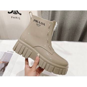 Prada PVC Rubber Rain Ankle Boots Beige with Zip 2024 (modeng-24031143)