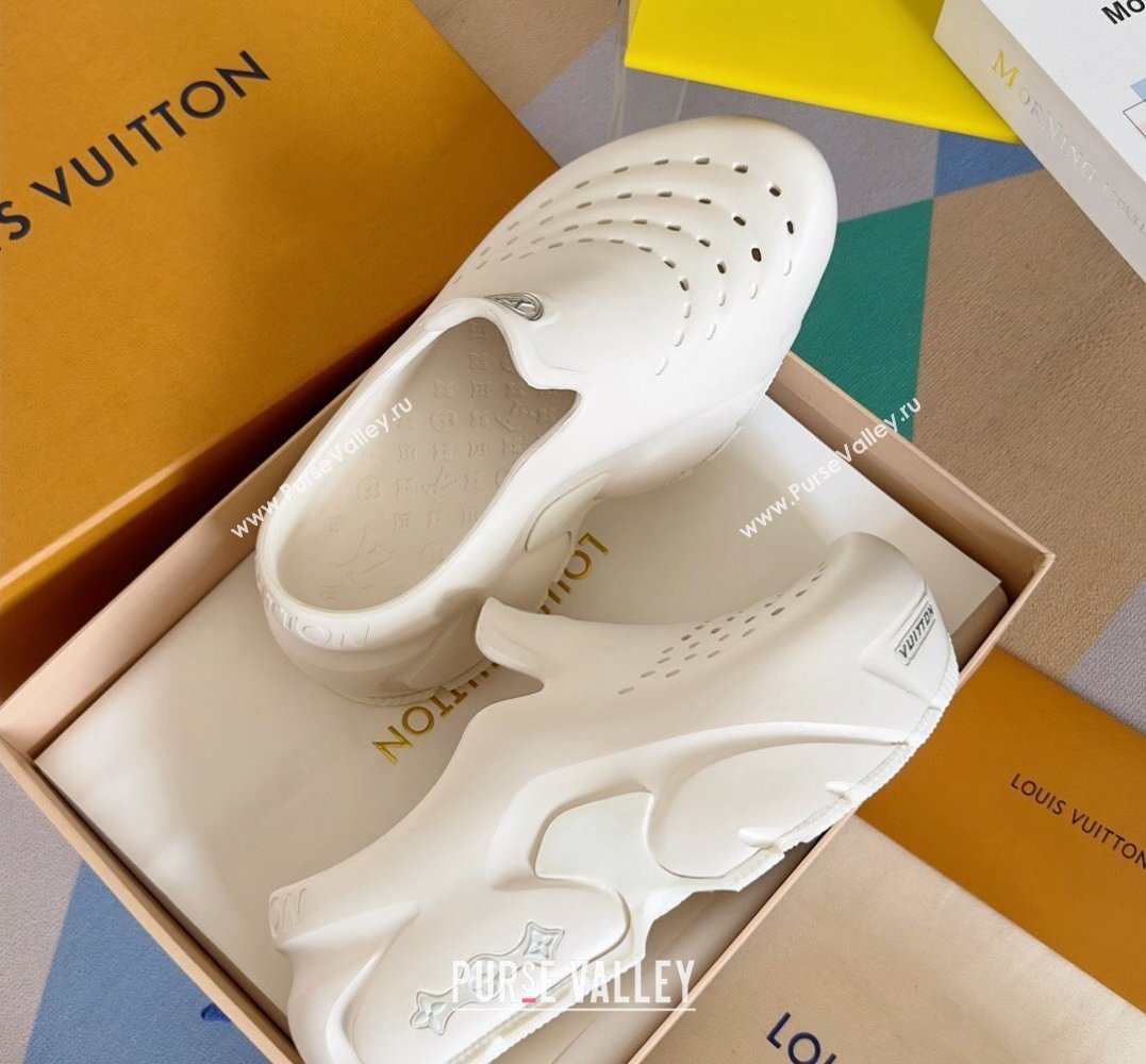 Louis Vuitton EVA rubber Mens LV Shark Clog Top Quality White 2024 (guoran-24031209)