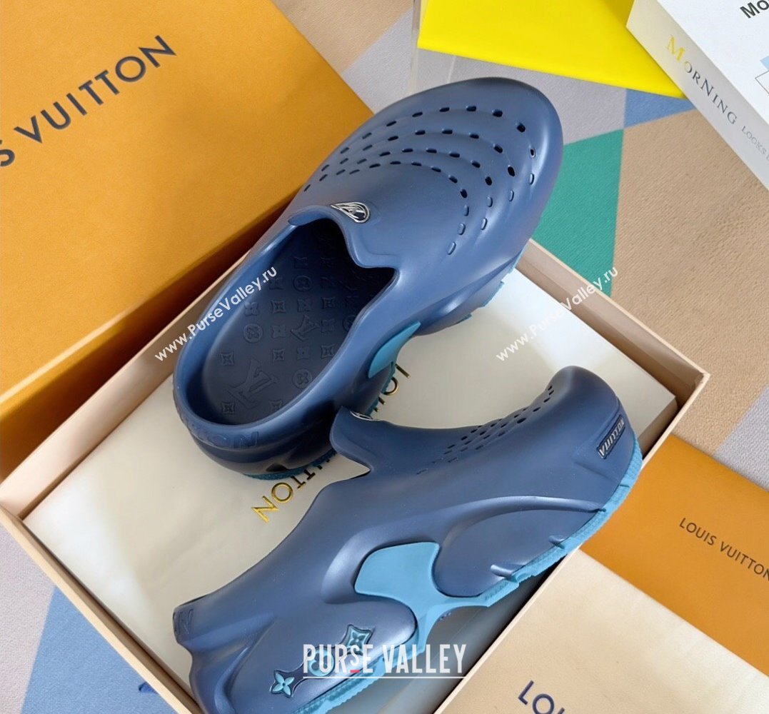 Louis Vuitton EVA rubber Mens LV Shark Clog Top Quality Blue 2024 (guoran-24031210)