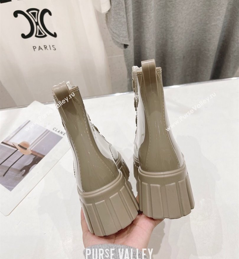 Prada PVC Rubber Rain Ankle Boots Beige with Zip 2024 (modeng-24031143)