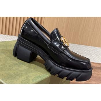 Gucci Interlocking G and Crystal lug sole loafers Black 2024 (kaola-24031112)