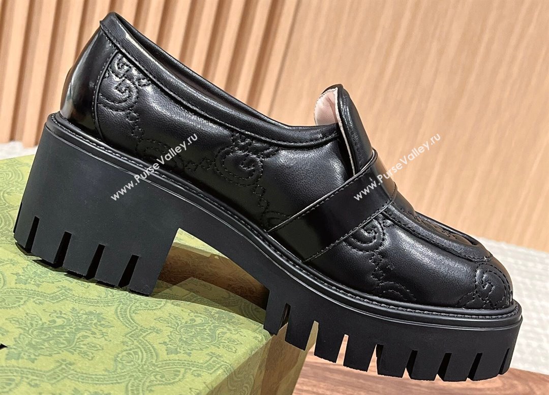 Gucci GG matelassé Buckle lug sole loafers Black 2024 (kaola-24031114)