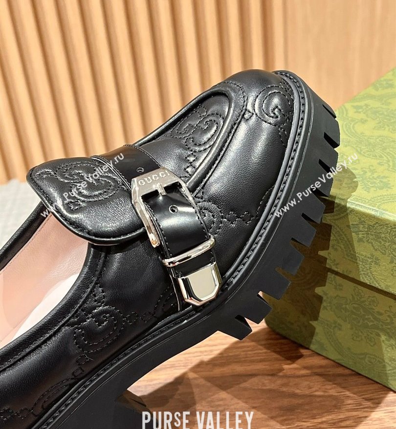 Gucci GG matelassé Buckle lug sole loafers Black 2024 (kaola-24031114)