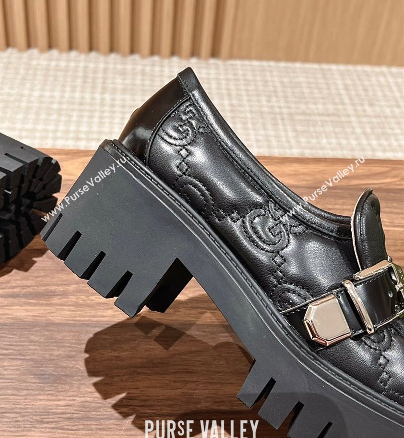 Gucci GG matelassé Buckle lug sole loafers Black 2024 (kaola-24031114)