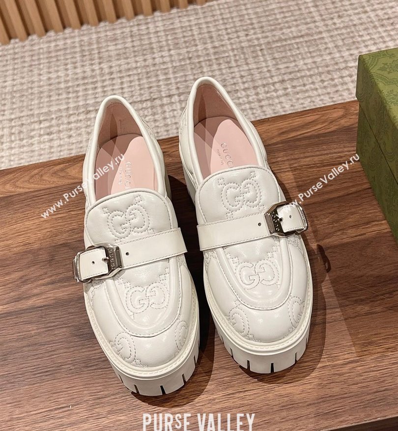 Gucci GG matelassé Buckle lug sole loafers White 2024 (kaola-24031115)