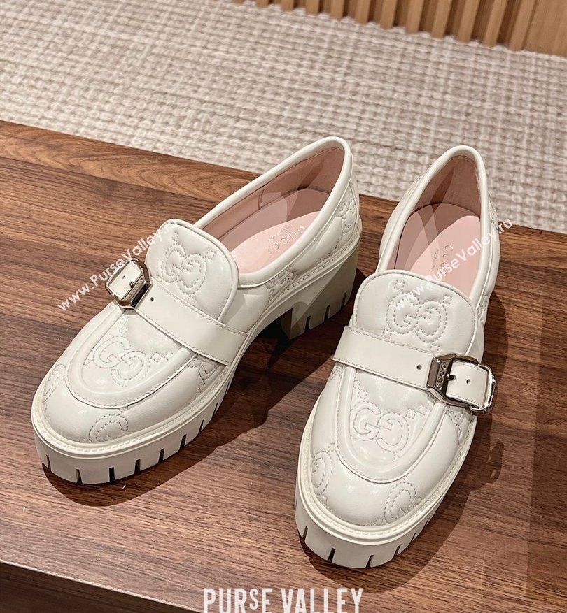 Gucci GG matelassé Buckle lug sole loafers White 2024 (kaola-24031115)