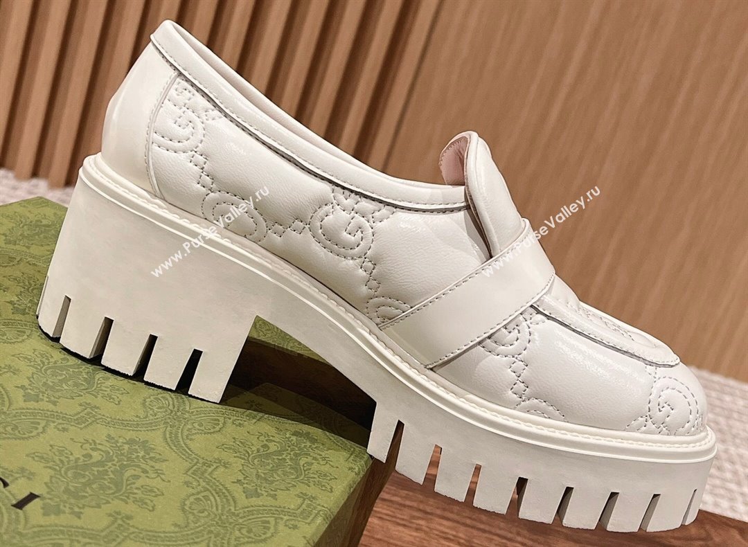 Gucci GG matelassé Buckle lug sole loafers White 2024 (kaola-24031115)