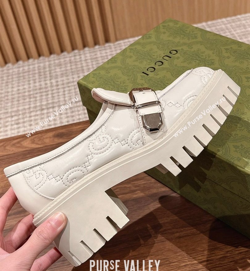 Gucci GG matelassé Buckle lug sole loafers White 2024 (kaola-24031115)