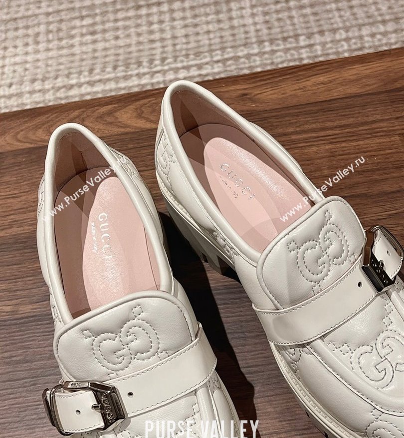 Gucci GG matelassé Buckle lug sole loafers White 2024 (kaola-24031115)