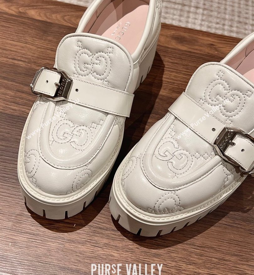 Gucci GG matelassé Buckle lug sole loafers White 2024 (kaola-24031115)