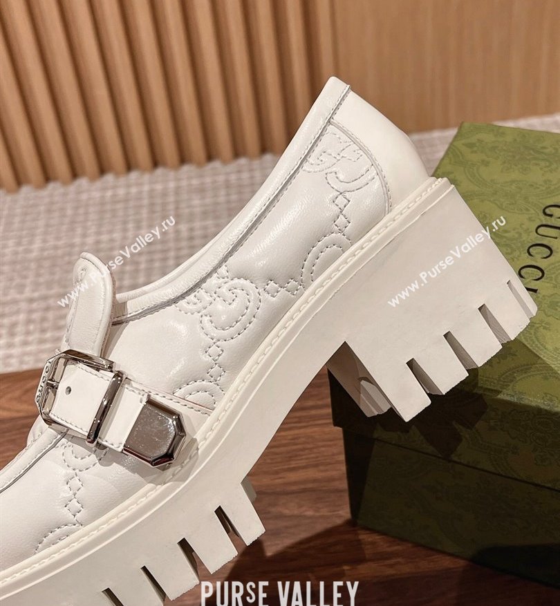 Gucci GG matelassé Buckle lug sole loafers White 2024 (kaola-24031115)