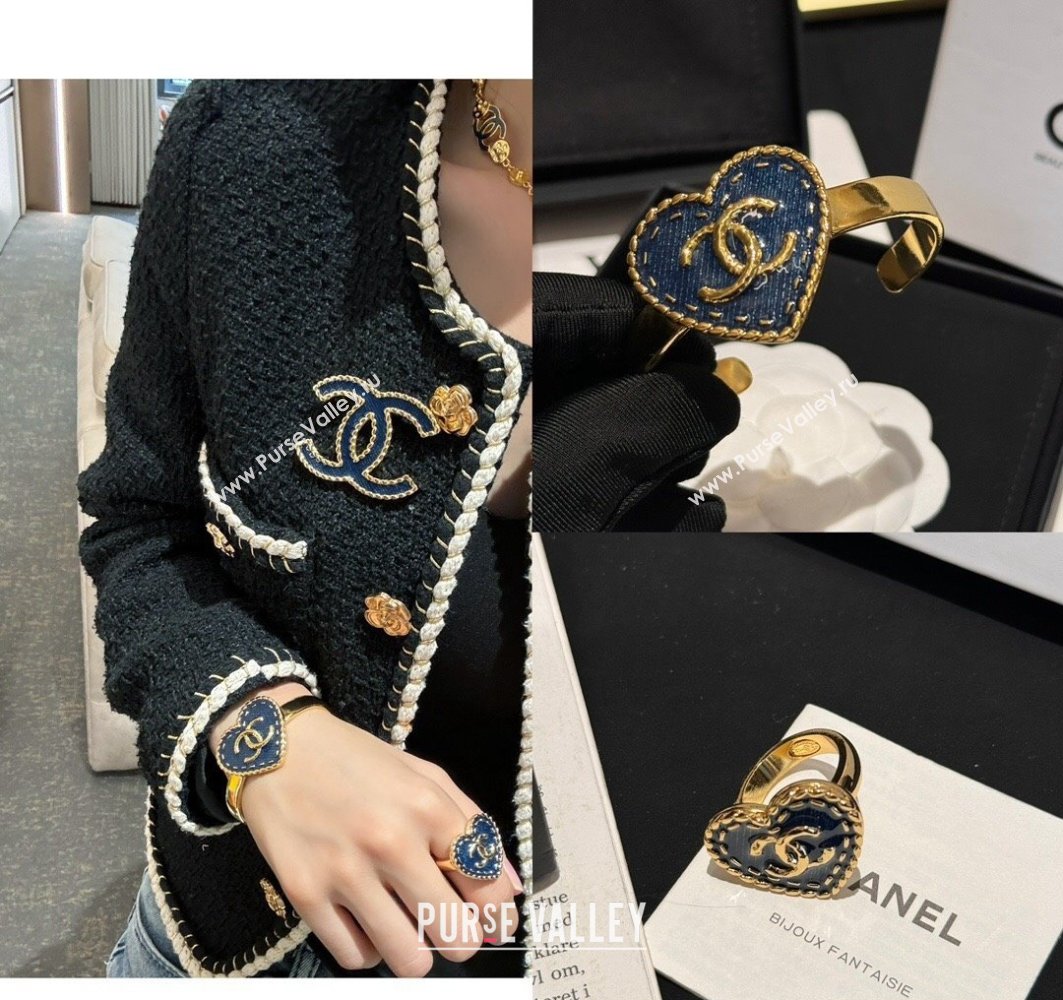 Chanel Gold Blue Metal Ring ABC745 2024 (YF-240318c32)