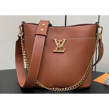 Louis Vuitton Grained calf leather Lock and Walk Bag M24165 Cognac Brown 2024 (kiki-24031902)