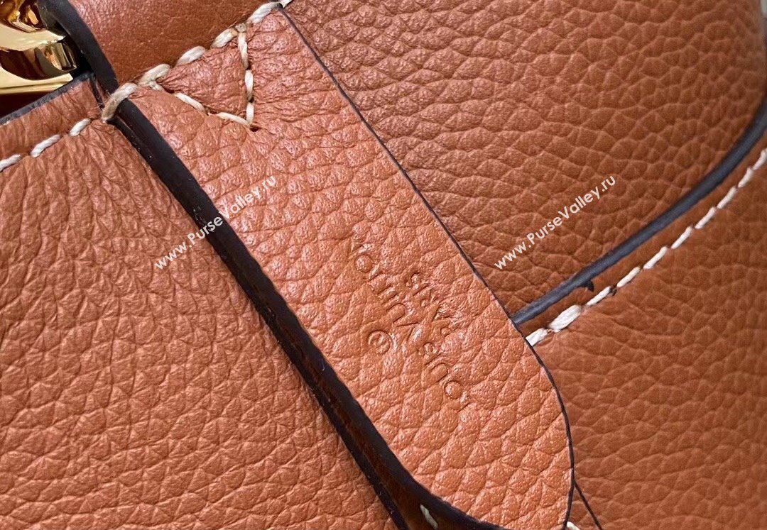 Louis Vuitton Grained calf leather Lock and Walk Bag M24165 Cognac Brown 2024 (kiki-24031902)