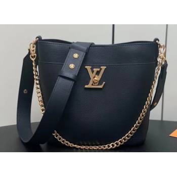 Louis Vuitton Grained calf leather Lock and Walk Bag M24006 Black 2024 (kiki-24031901)