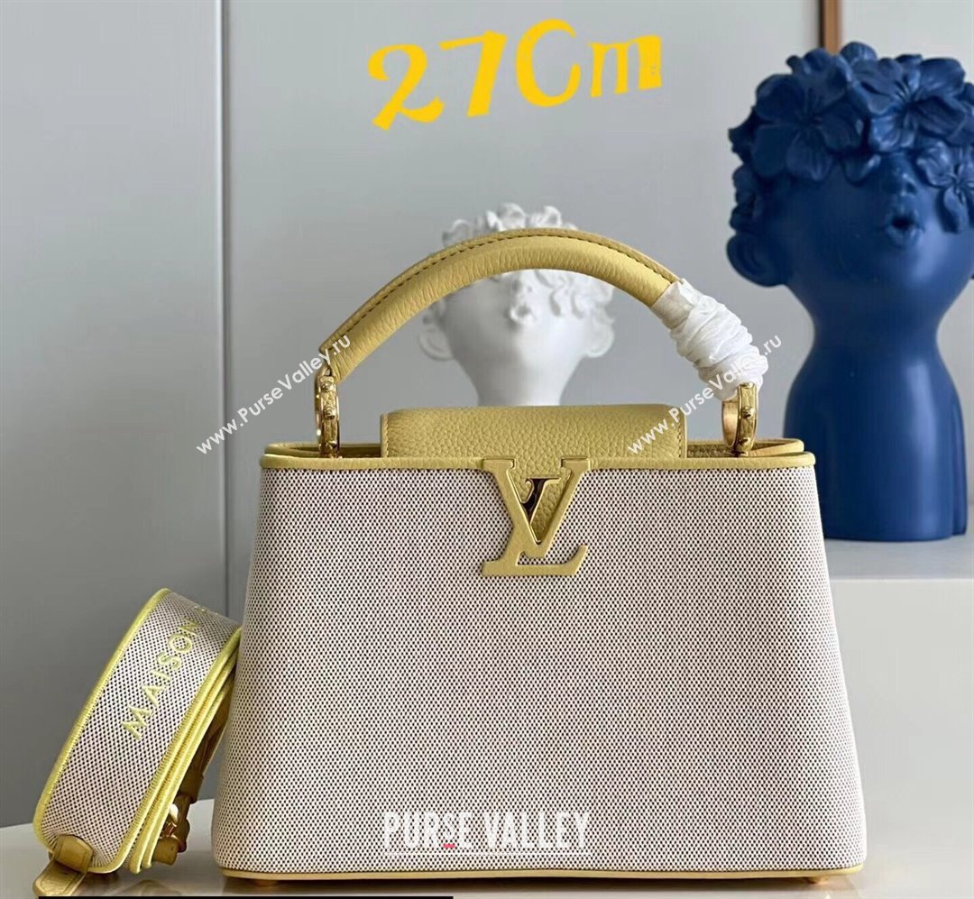 Louis Vuitton Taurillon leather and canvas Capucines BB Bag M59873 Yellow (kiki-24031927)