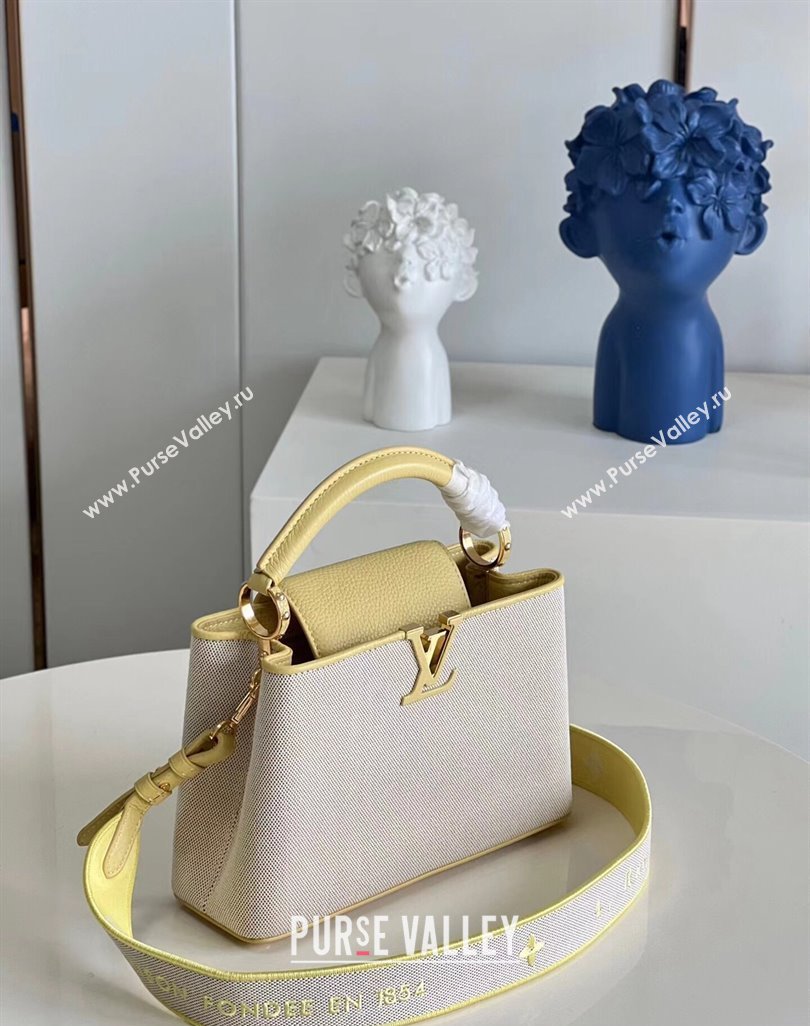 Louis Vuitton Taurillon leather and canvas Capucines BB Bag M59873 Yellow (kiki-24031927)