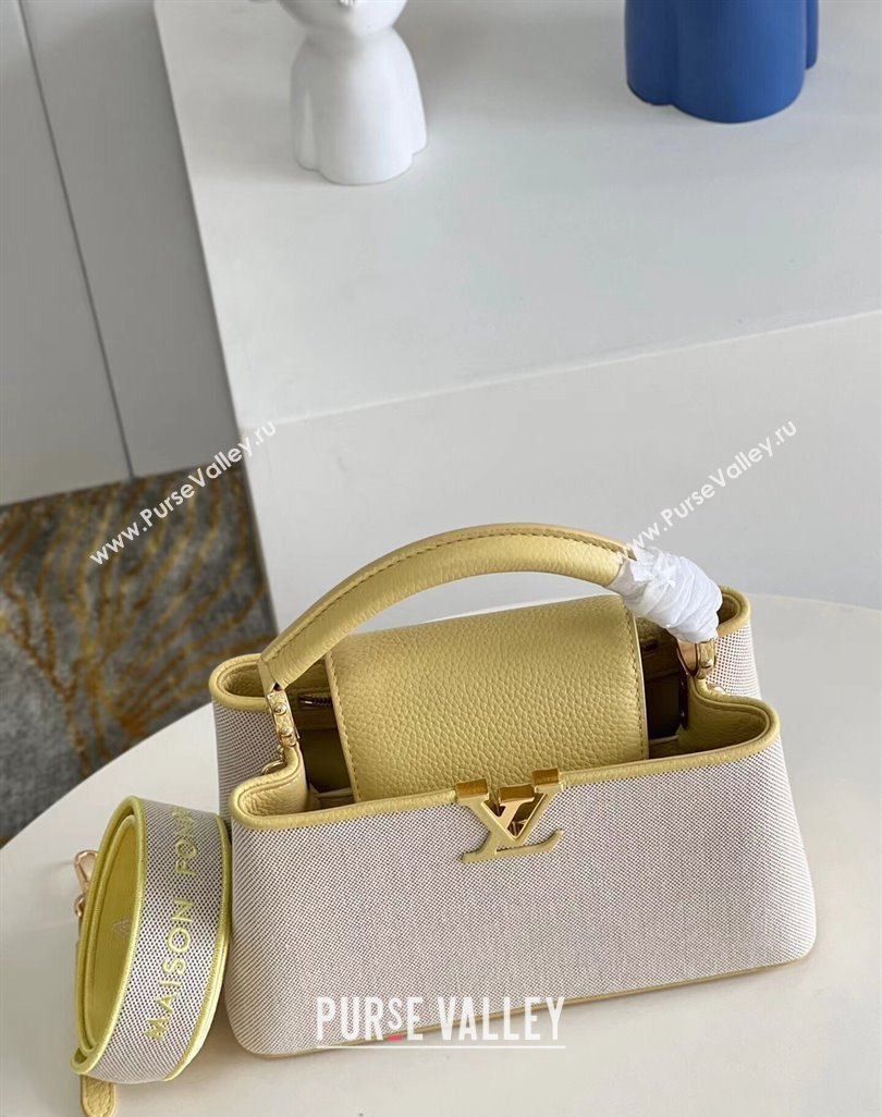 Louis Vuitton Taurillon leather and canvas Capucines BB Bag M59873 Yellow (kiki-24031927)