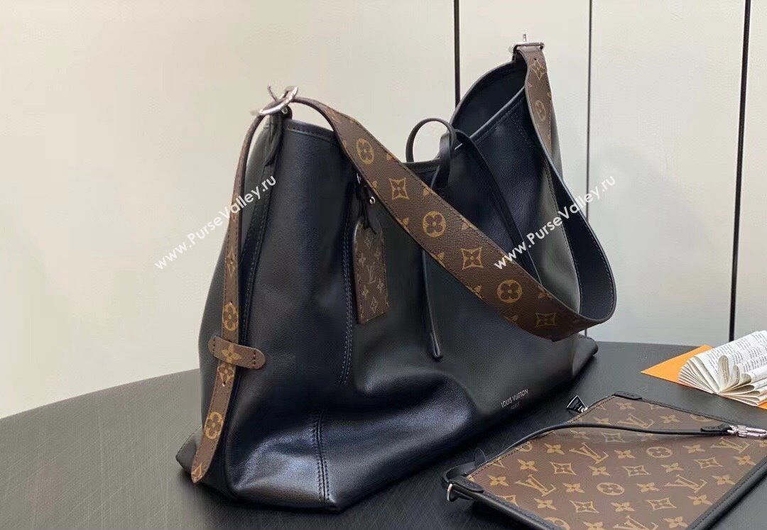 Louis Vuitton Lambskin CarryAll Dark MM Bag M25143 Black 2024 (kiki-24031908)