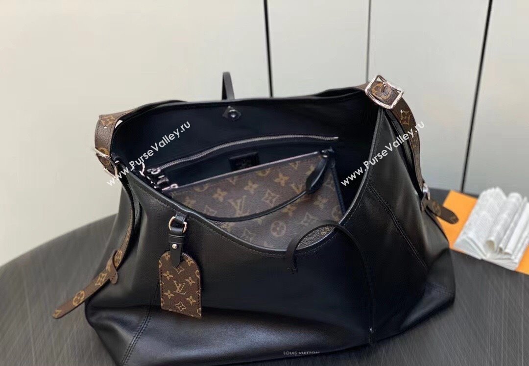 Louis Vuitton Lambskin CarryAll Dark MM Bag M25143 Black 2024 (kiki-24031908)