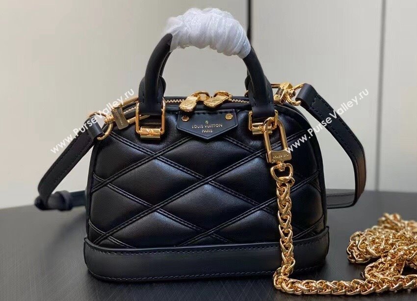 Louis Vuitton Lambskin Nano Alma Bag M83048 Black 2024 (kiki-24031910)