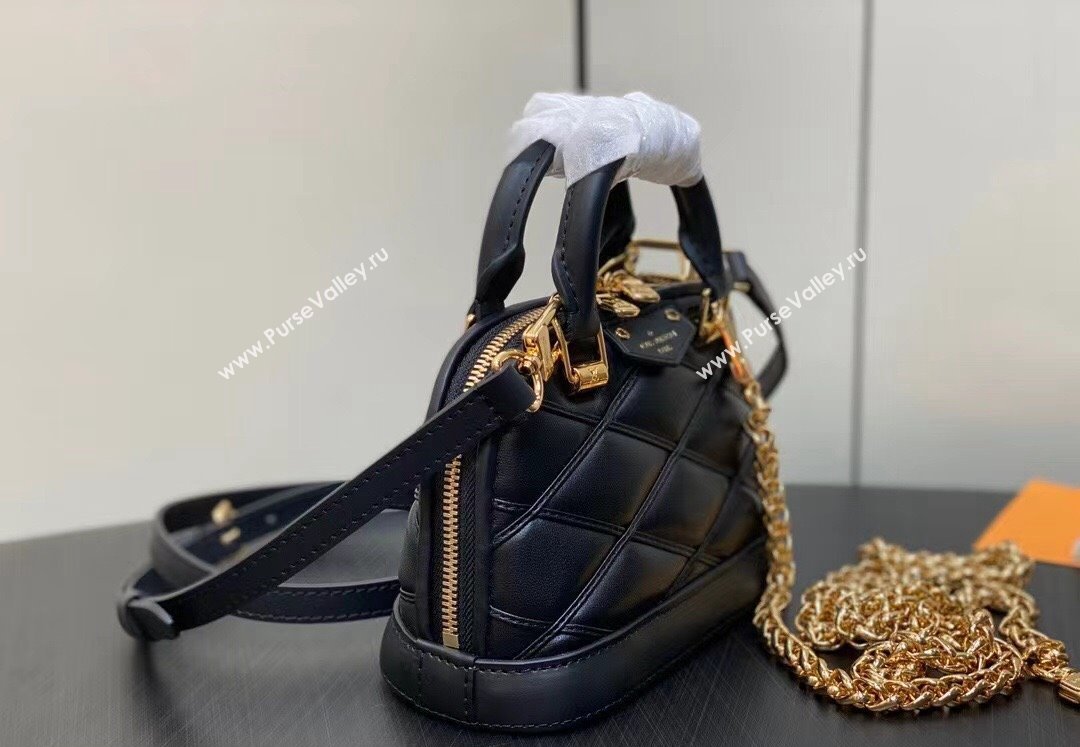 Louis Vuitton Lambskin Nano Alma Bag M83048 Black 2024 (kiki-24031910)