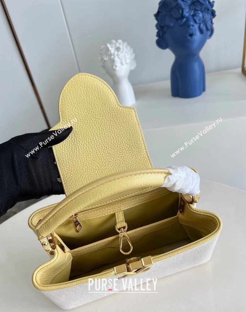 Louis Vuitton Taurillon leather and canvas Capucines BB Bag M59873 Yellow (kiki-24031927)