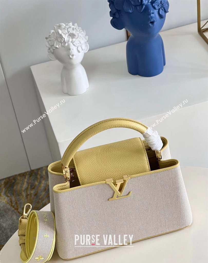 Louis Vuitton Taurillon leather and canvas Capucines MM Bag M59872 Yellow (kiki-24031926)