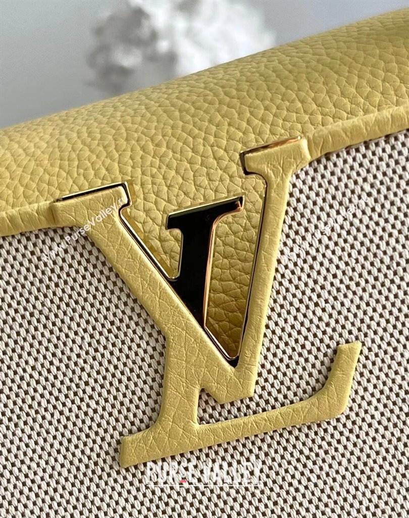 Louis Vuitton Taurillon leather and canvas Capucines MM Bag M59872 Yellow (kiki-24031926)