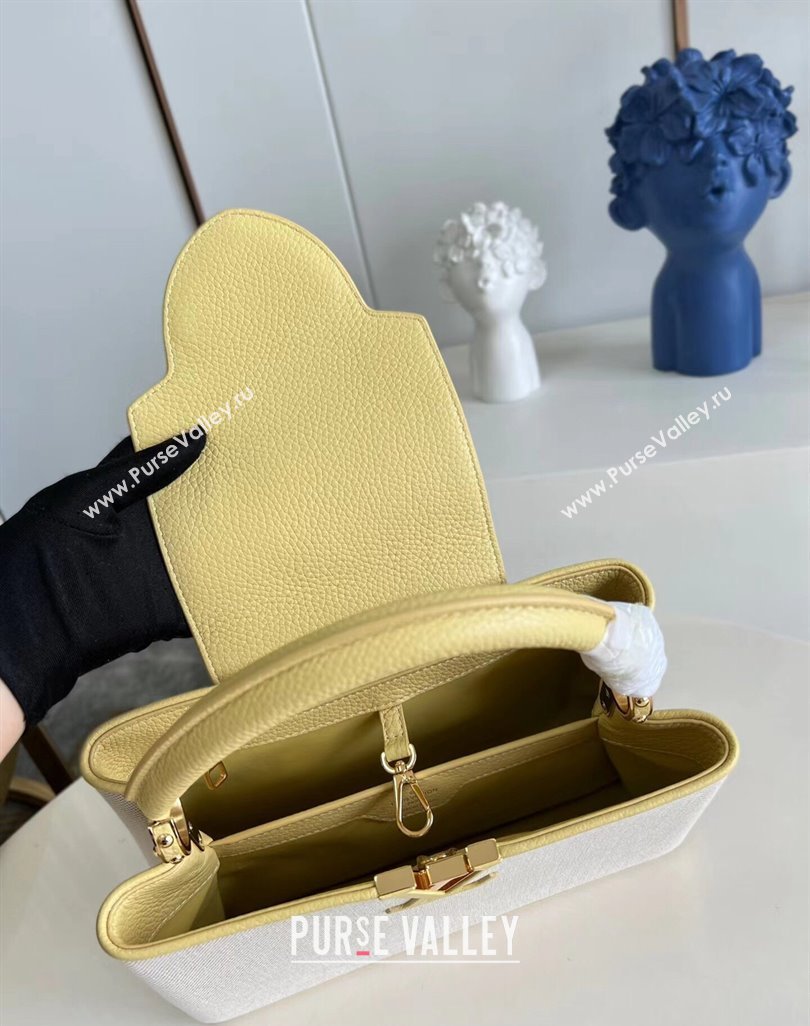 Louis Vuitton Taurillon leather and canvas Capucines MM Bag M59872 Yellow (kiki-24031926)