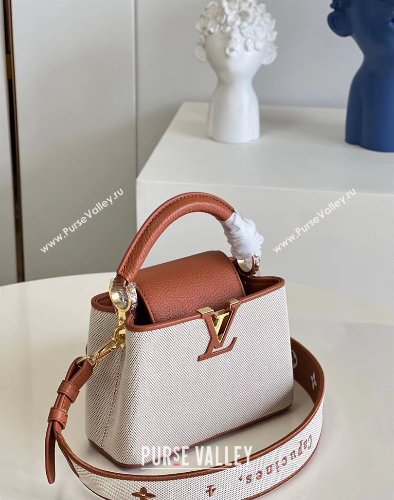 Louis Vuitton Taurillon leather and canvas Capucines Mini Bag Brown (kiki-24031925)