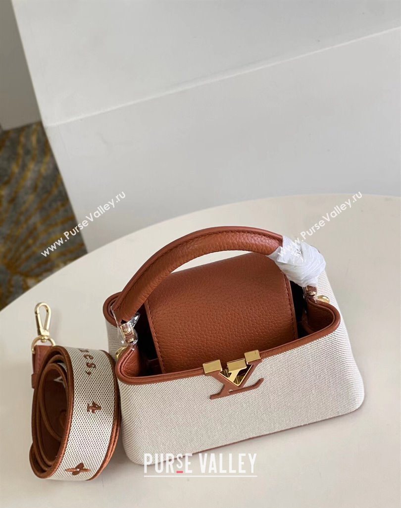 Louis Vuitton Taurillon leather and canvas Capucines Mini Bag Brown (kiki-24031925)