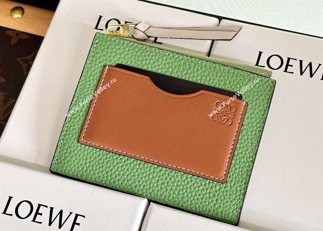 Loewe Large coin cardholder in soft grained calfskin Green (hongyun-24032028)