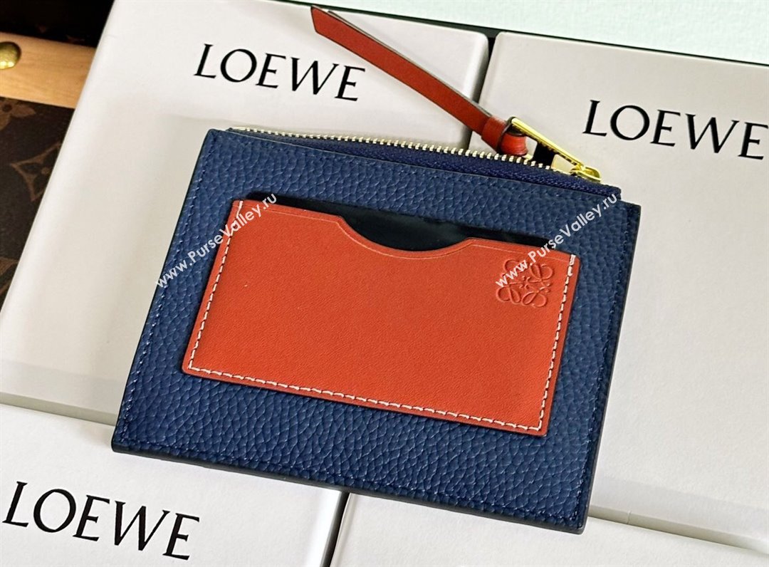 Loewe Large coin cardholder in soft grained calfskin Blue (hongyun-24032027)