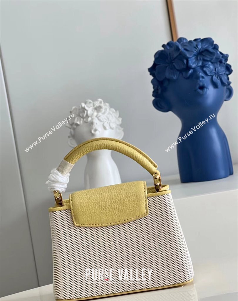 Louis Vuitton Taurillon leather and canvas Capucines Mini Bag Yellow (kiki-24031928)