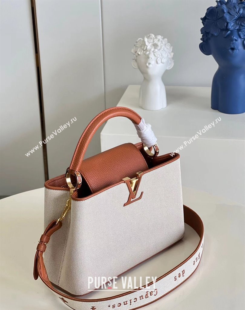 Louis Vuitton Taurillon leather and canvas Capucines MM Bag M59969 Brown (kiki-24031923)