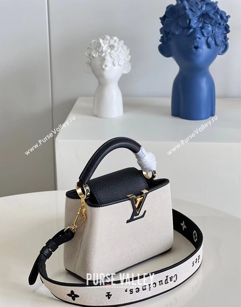 Louis Vuitton Taurillon leather and canvas Capucines Mini Bag Black (kiki-24031922)