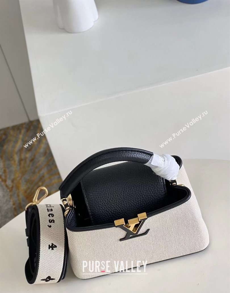 Louis Vuitton Taurillon leather and canvas Capucines Mini Bag Black (kiki-24031922)